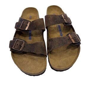 Birkenstock Arizona Mens Softbed Sandals Habana Oiled Leather Sz US 13 EU 46 NEW